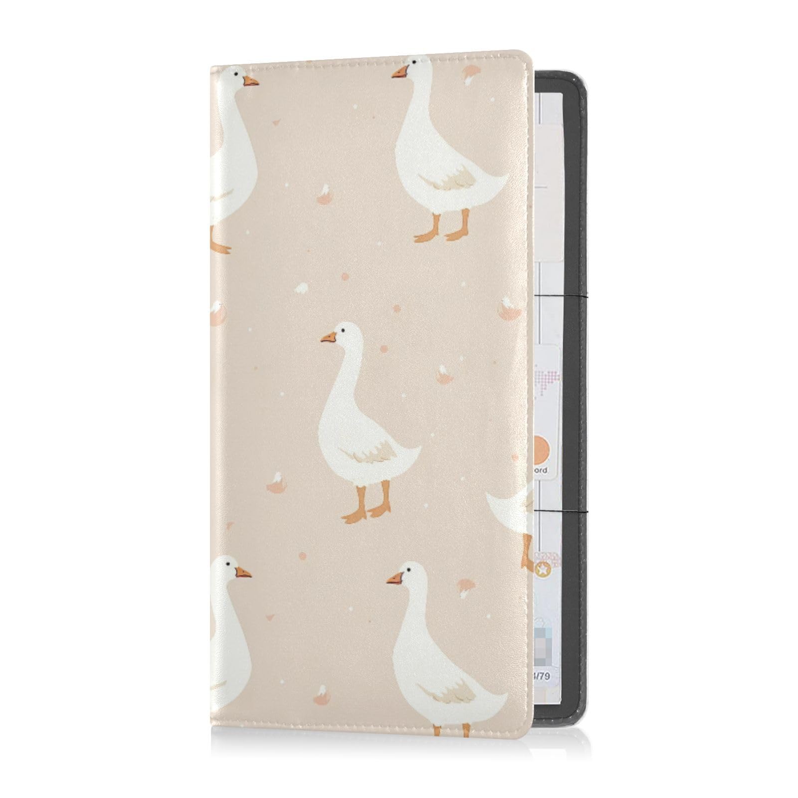 UMIRIKO Car Registration and Insurance Holder Leather White Duck Goose Vehicle Glove Box Organizers, Driver License and Cards Ca