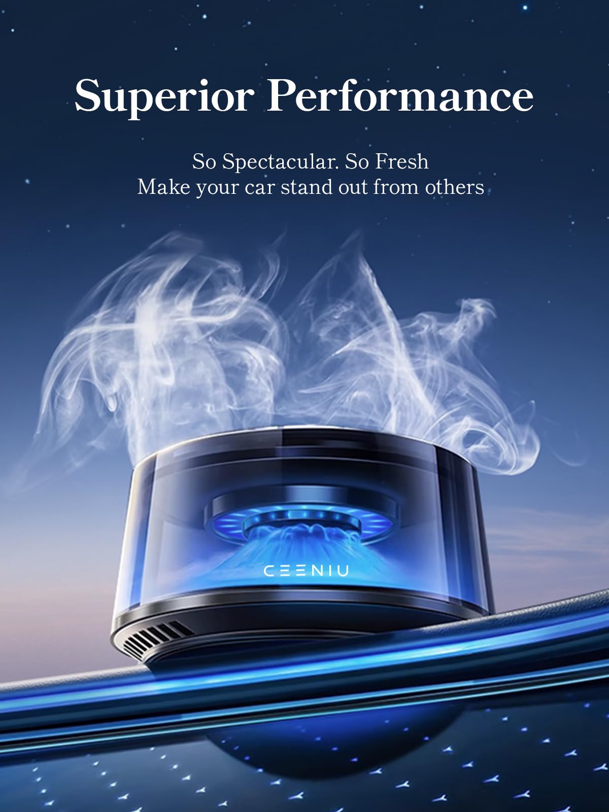 Ceeniu Smart Car Air Fresheners, Premium Scenic Fragrance Car Freshener, Auto On/Off, Adjustable Intensity, Sandalwood Cologne &