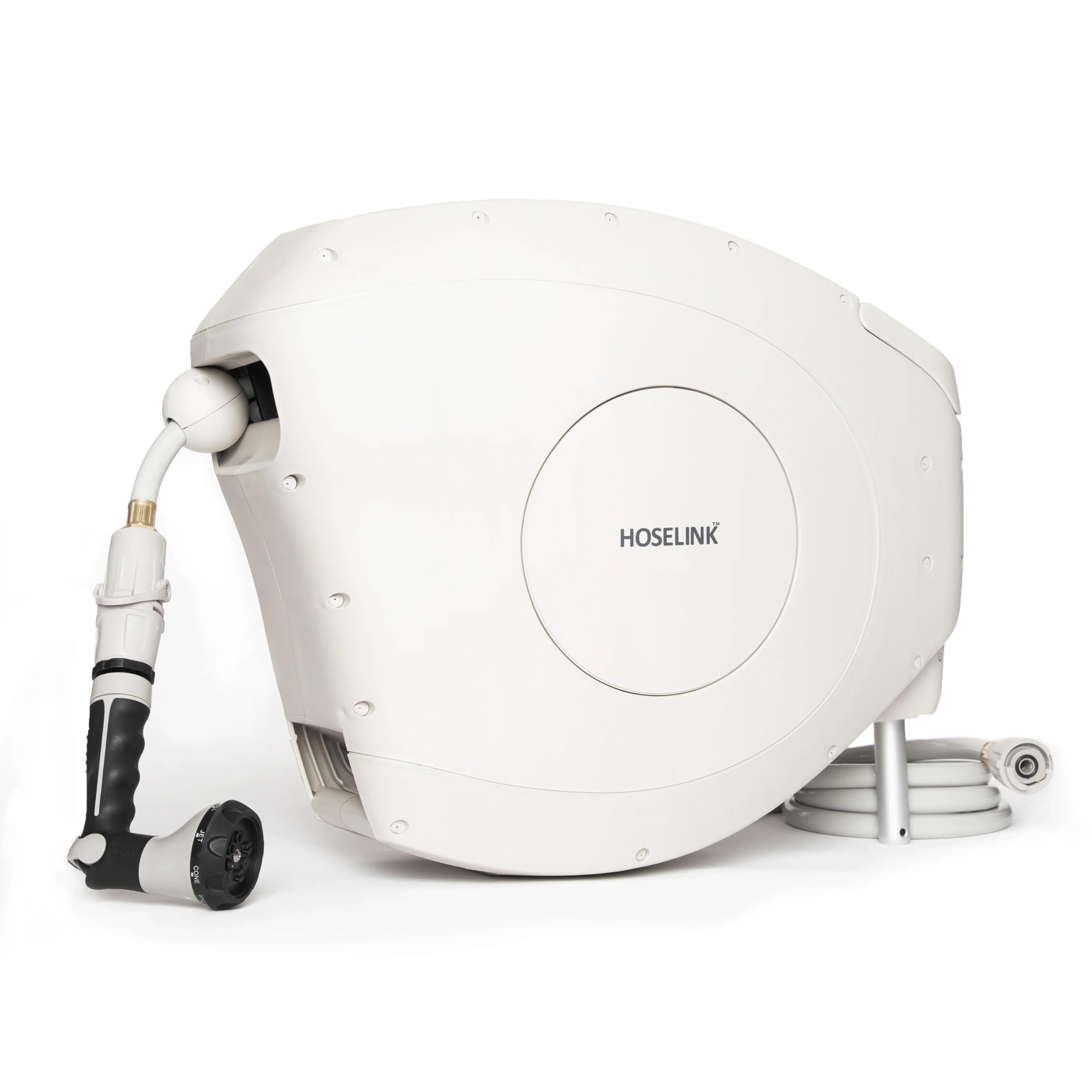 HOSELINK Classic Beige 100ft Automatic Retractable Garden Hose Reel  1/2 UV-Stabilized Kink-Free Hose  Wall Mounted Complete Watering Solution for Backyard  Garden & Outdoor-New