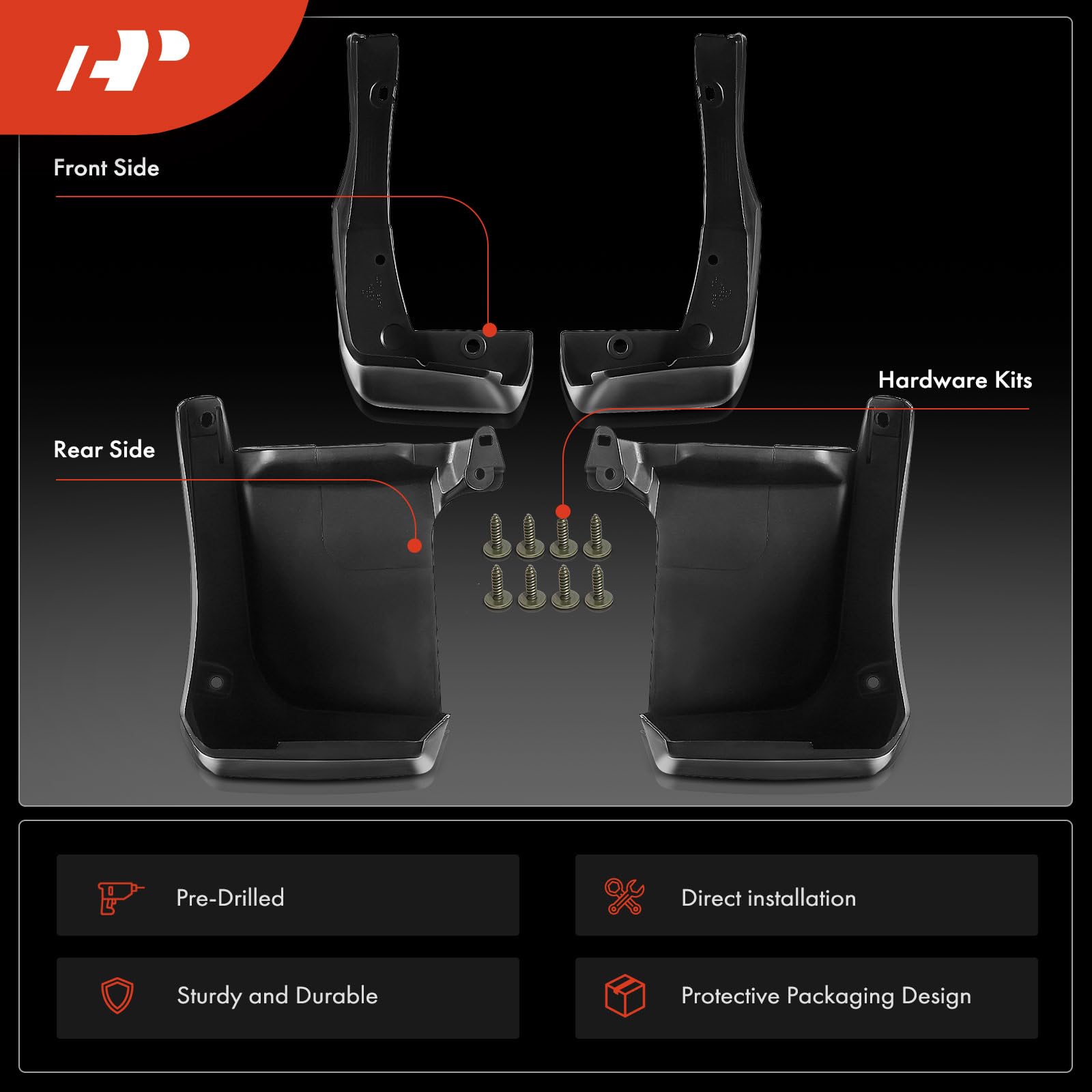 A-Premium Set Of 4Pcs Mud Flaps Splash Guards Mudguards Mudflaps With Hardware Accessories Compatible With Honda Accord 2013-201