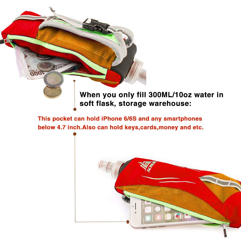 Geila Handheld Water Bottle For Running, 17 Oz Grip Handheld Bottle With Hand Strap Hydration Pack, Sport Soft Flask, Orange