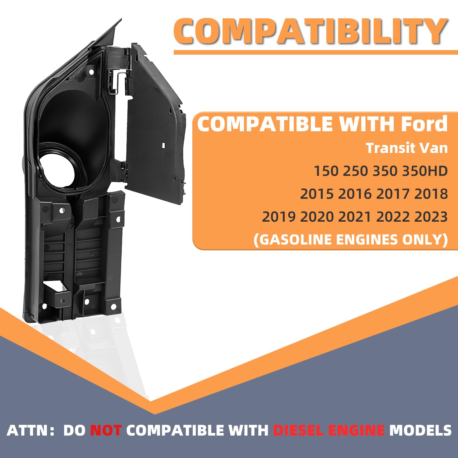 LIWEDFG Transit Fuel Door, Transit Gas Door Assembly without cover, Compatible with Ford Transit Vans 150 250 350(HD) 2015-2023,