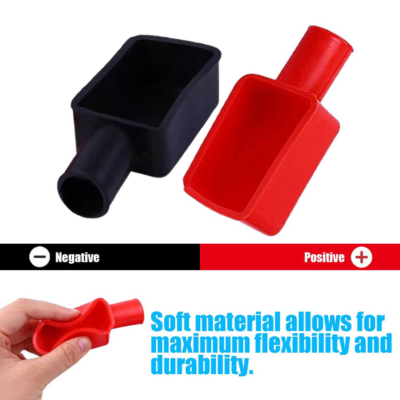Battery Terminal Cover Flexible positive and negative battery terminal protectors Car Insulating Battery Cover Red and Black Top