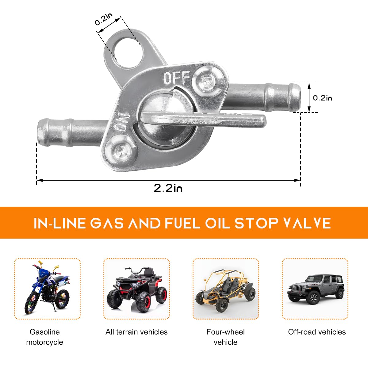 Wevdn 4 PCS Inline Fuel Tank Tap Valve, 6mm Motorcycle Inline Gas Fuel Petcock Shut Off Switch, Fuel Tank Tap Valve On-Off Switc