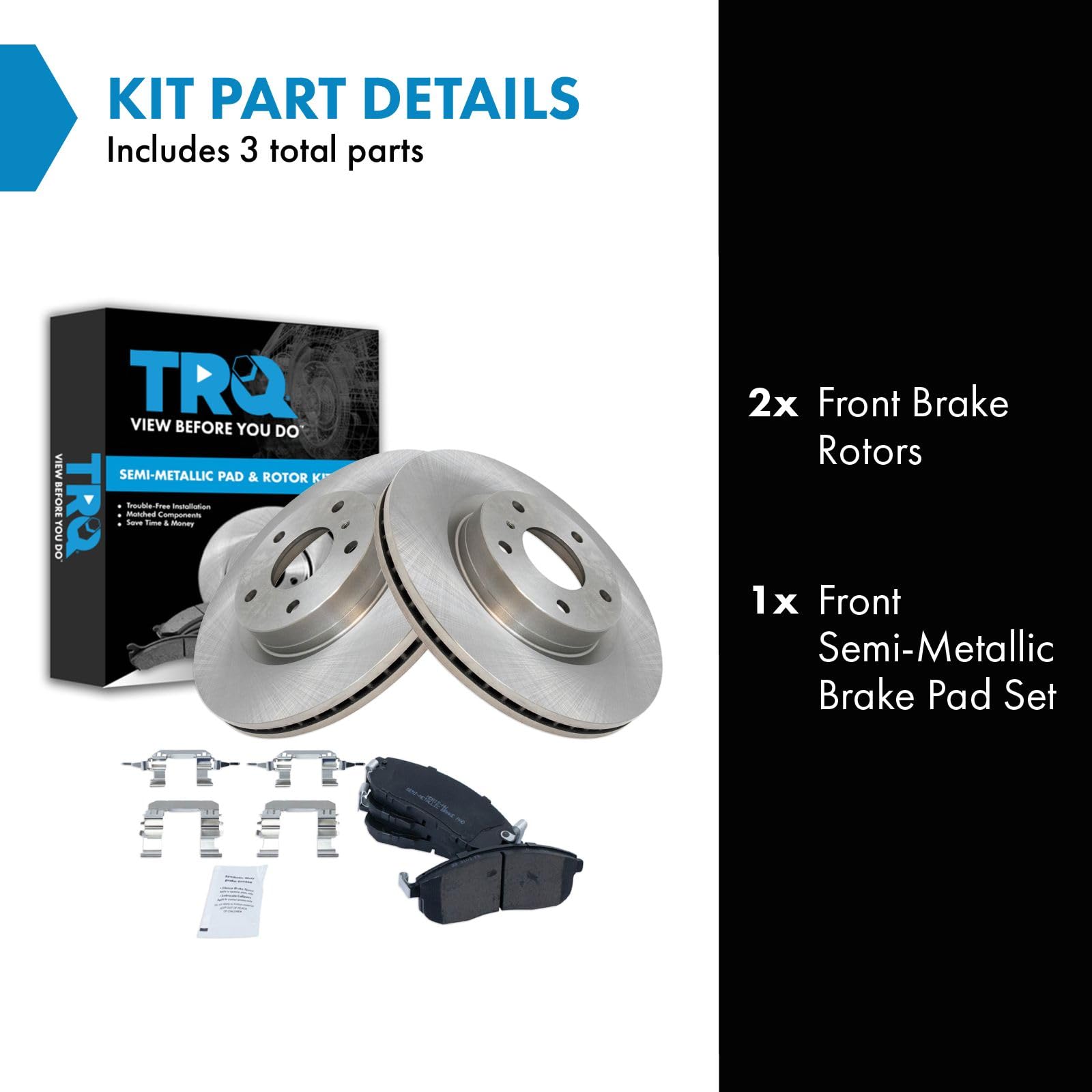Trq Brake Pad & Rotor Kit Semi-Metallic Front Compatible With 2003-2004 Infiniti G35 2003-2005 Nissan 350Z
