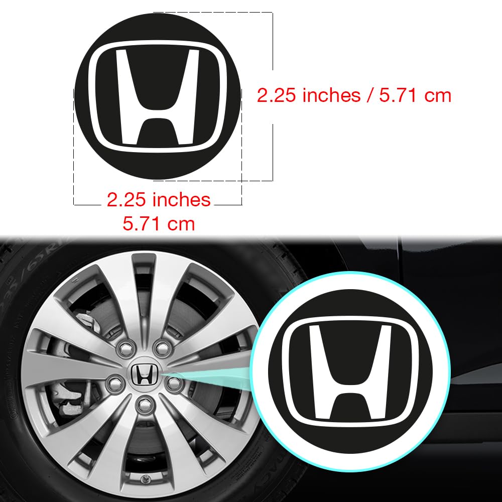 IPG Compatible with Civic Accord CRV VTEC Si Logo Cap Inner or Outer Stckers Dcals (Center Cap:2.25) (4 Units) (Solid Black, O