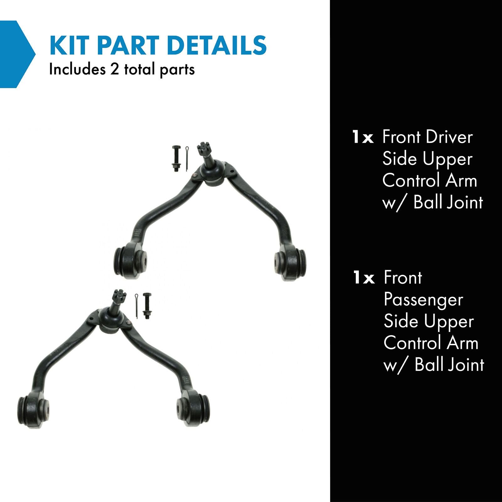 Trq Front Upper Control Arm With Ball Joint Set Compatible With 1996-1999 Chevrolet K1500 Suburban 1989-2000 K2500 1992-1999 K25