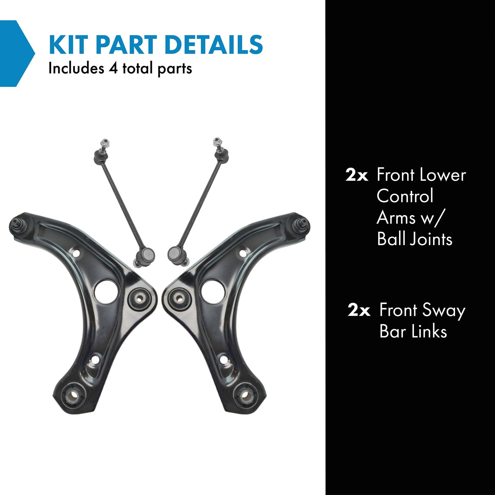 Trq Front Suspension Kit Control Arm With Ball Joint Sway Bar Stabilizer Link Compatible With 2012-2019 Nissan Versa 2014-2019 V