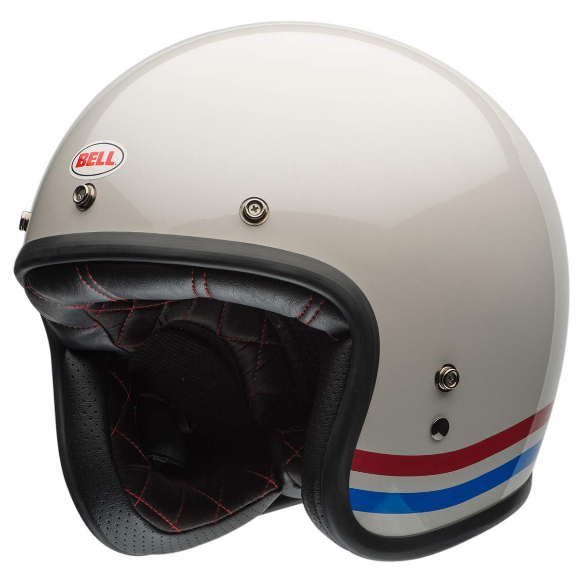 Bell Custom 500 Open-Face Motorcycle Helmet (Stripes Pearl White - Small)