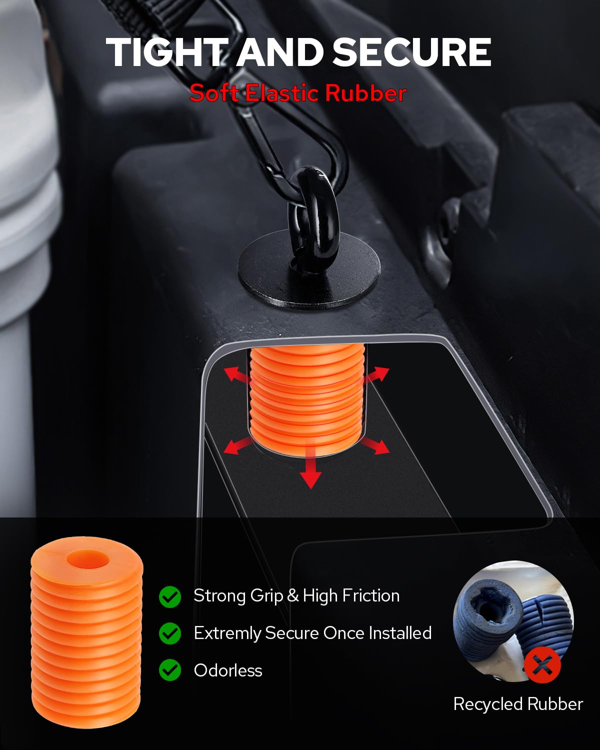 Benlari ATV Tie Down Anchors Lock and Ride Iron Ruber Fit for Polaris Ranger General 1000 XP 900 XP 800 700 500 570 General 1000