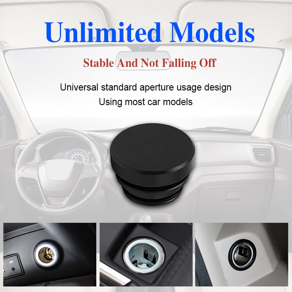 Car Cigarette Lighter Plug Cover, Aluminum Cigarette Lighter Socket Cover Cap, Universal Waterproof Dustproof Plug Cover Fit for