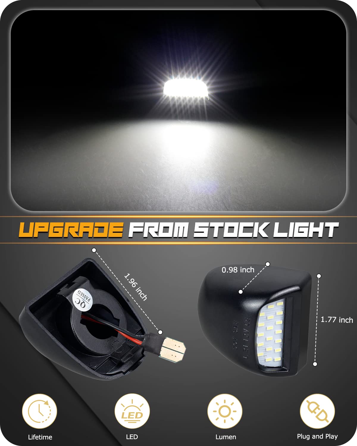 Ruxifey License Plate Led Lights Tag Light Lamp Assembly With Socket Compatible With Silverado Suburban Tahoe Gmc Sierra 1500 25