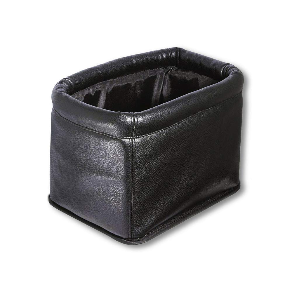 Kingberwi Leather Car Trash Can, Luxury Car Organizer, Leakproof Garbage Can For Car And Trucks Black