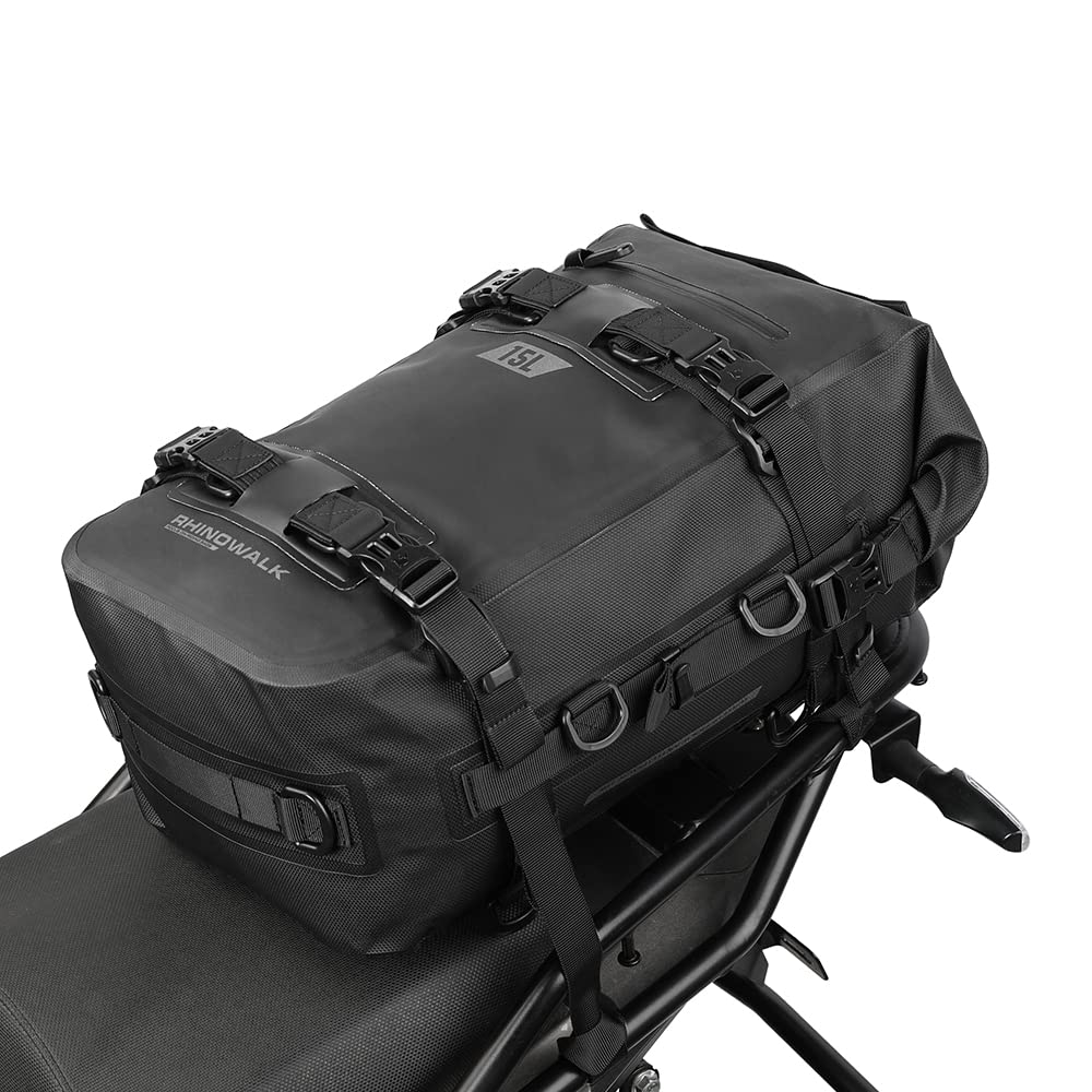 Rhinowalk Motorcycle Tail Bag Motorbike Side Bag 15L Full Waterproof Motor Saddle Pannier Bag Rear Rack Trunk Professional Motor