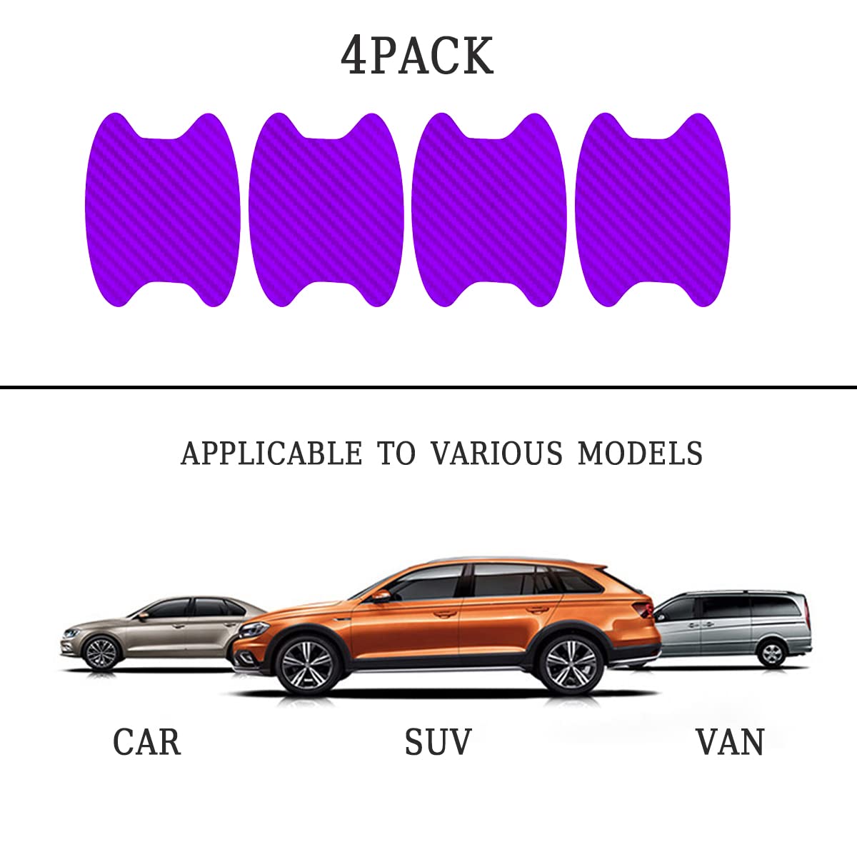 4Pcs Car Door Handle Cup Stickers, Carbon Fiber Scratch Auto Door Protective Film, Non-Marking Car Door Bowl Protector, Door Han