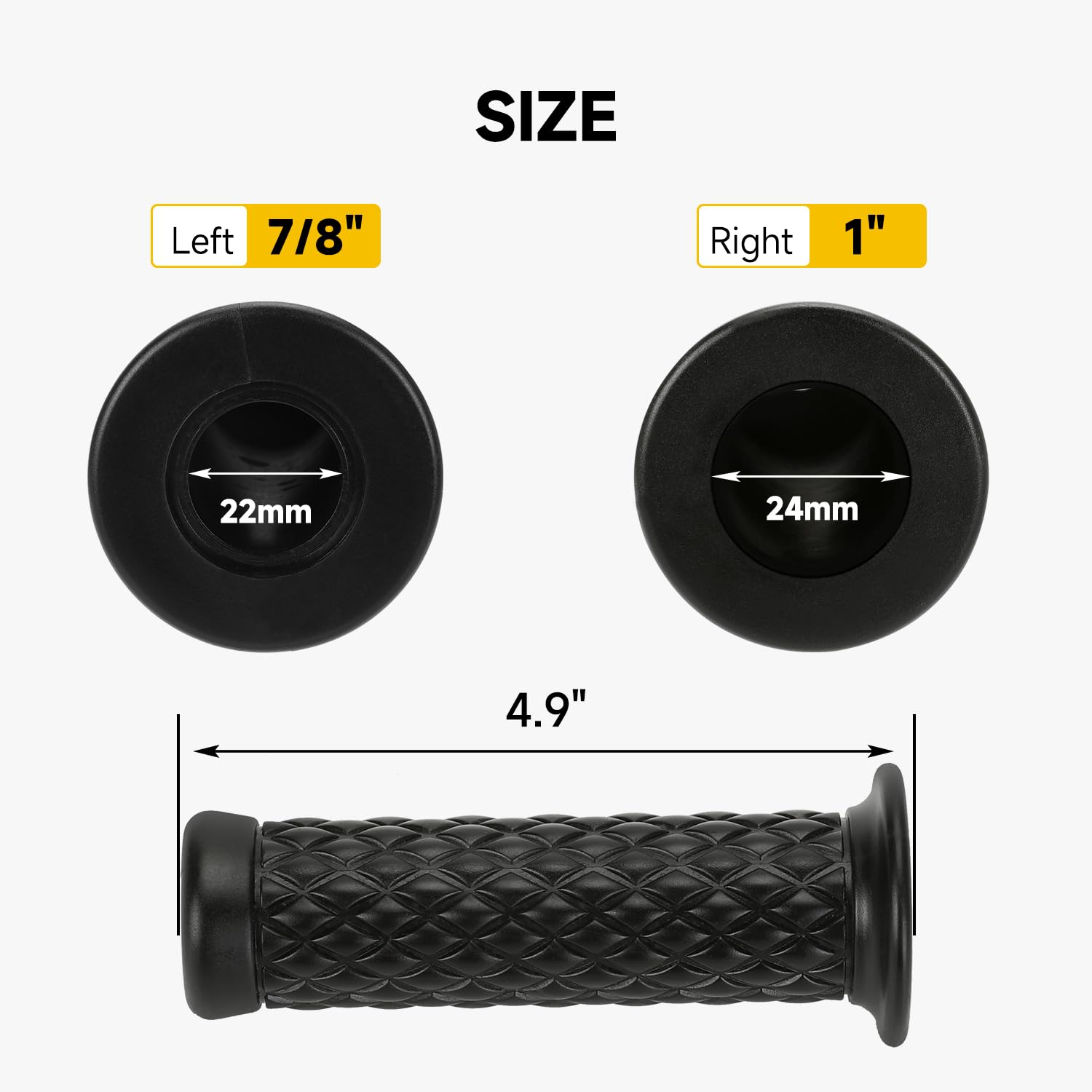 Hiaors 7/8' Motorcycle Handlebar Grips, Non Slip Rubber Hand Handle Grips For Honda Suzuki Kawasaki Cb125 Cb350 Crf250F Xr50 Gsx650F Gsxr750 Klr650 Kz1000 Dt125 R3 Dirt Bike Parts With Cruise Assist
