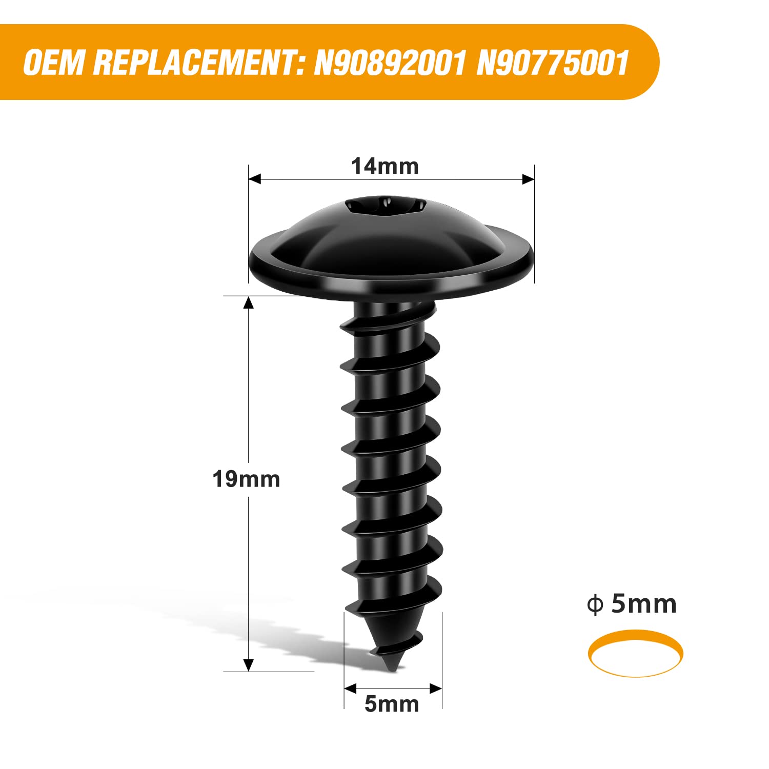 GOOACC 50pcs Torx Truss Head Tapping Screw Fender Liner Splash Guard Under Cover License Bracket for VW Audi N90775001 N90892001