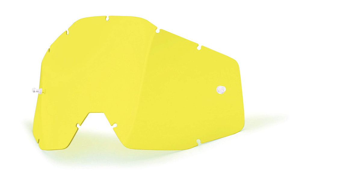 100% Goggle Replacement Lens - Racecraft 1, Accuri 1, Strata 1 Compatible (Anti-Fog-Yellow)