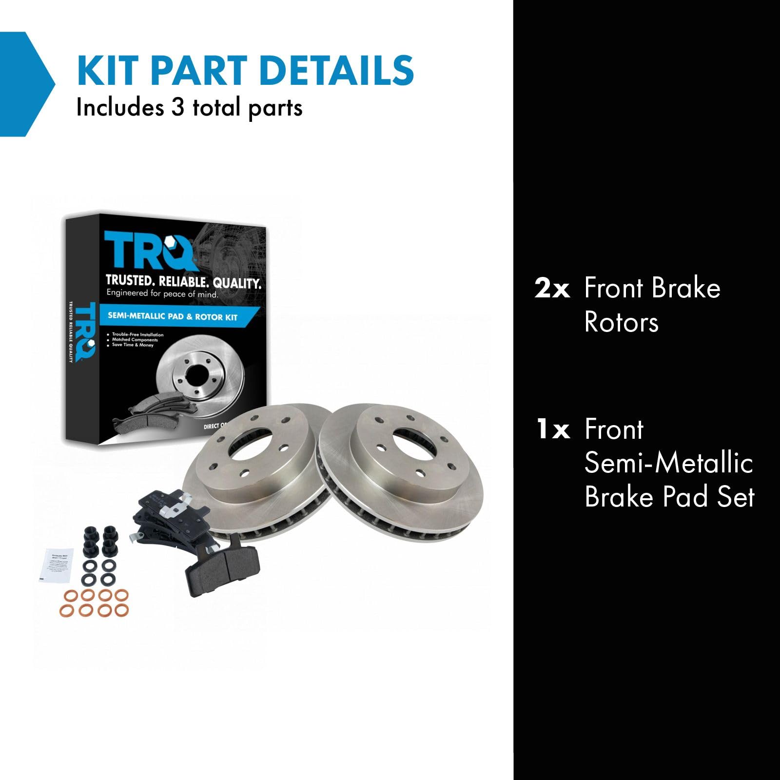Trq Front Brake Pads & Rotors Kit Compatible With Cadillac Chevy Gmc 1500 Pickup Truck
