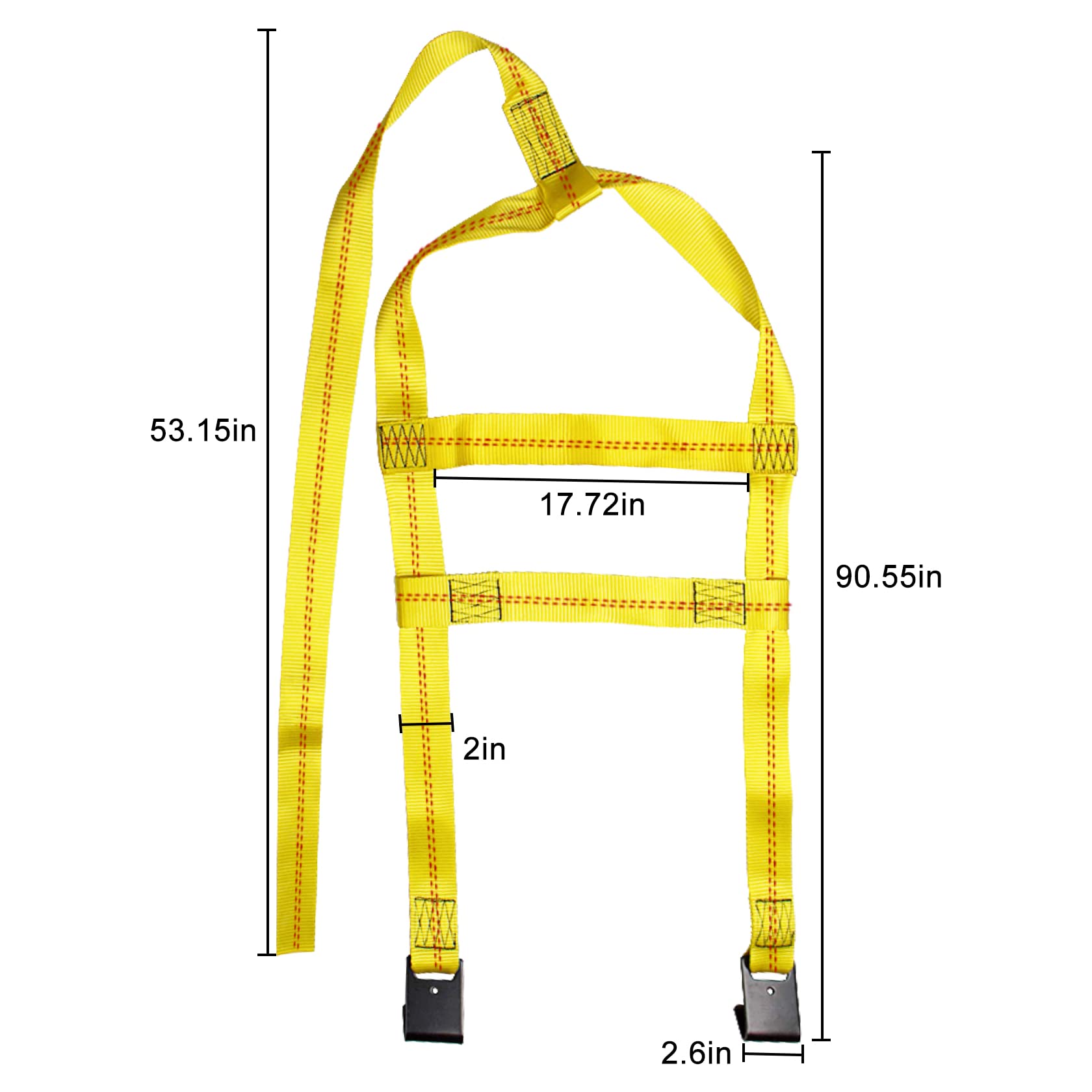 Bang4buck Tow Dolly Straps - 2 Adjustable Tie Downs for 17" to 21" Rims, Yellow, Durable Polyester with 2 Flat Hooks