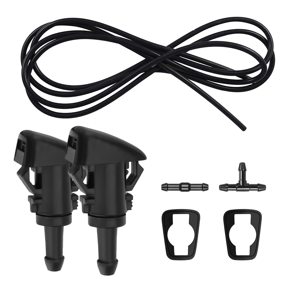 Windshield Washer Nozzles Kit, Washer Jet and 2 Meter Fluid Hose with Connector, Windshield Washer Hose Kit Compatible with Chry