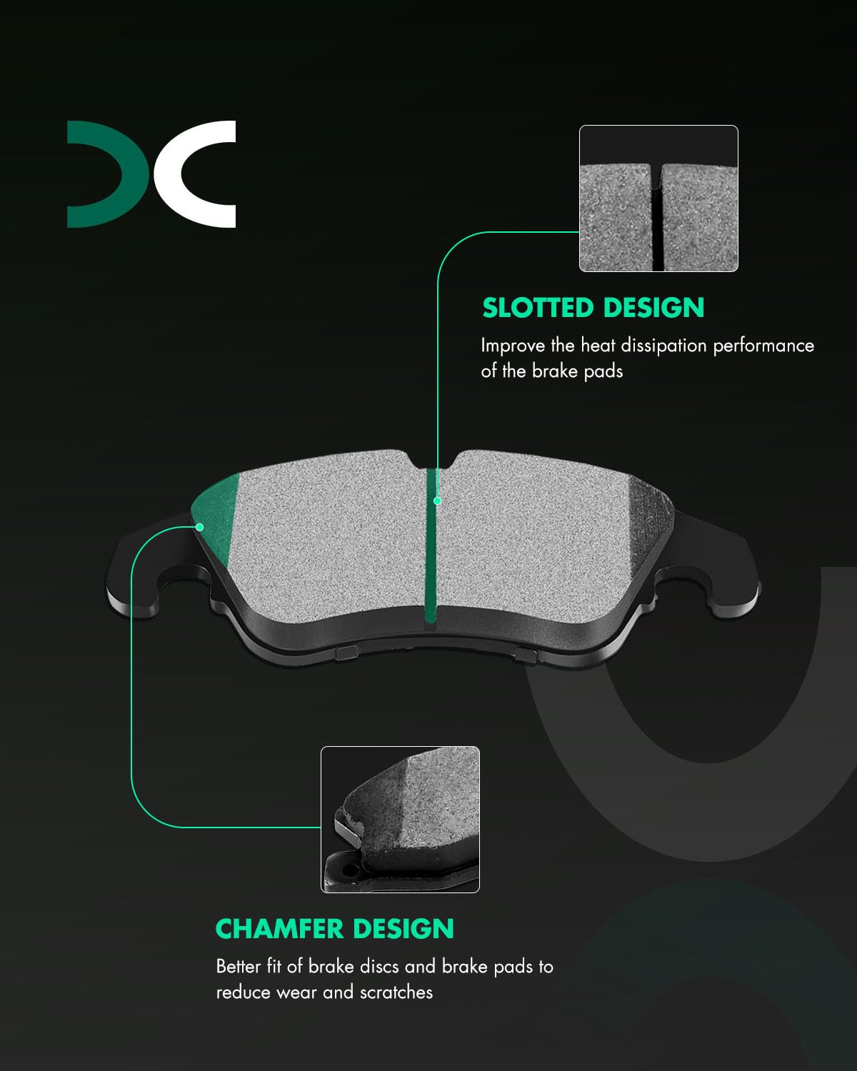 Scitoo D1322 Semi-Metal Front Brake Pads - Fit Audi A4, A5, A6, A7, Q5, S4, S5 Quattro