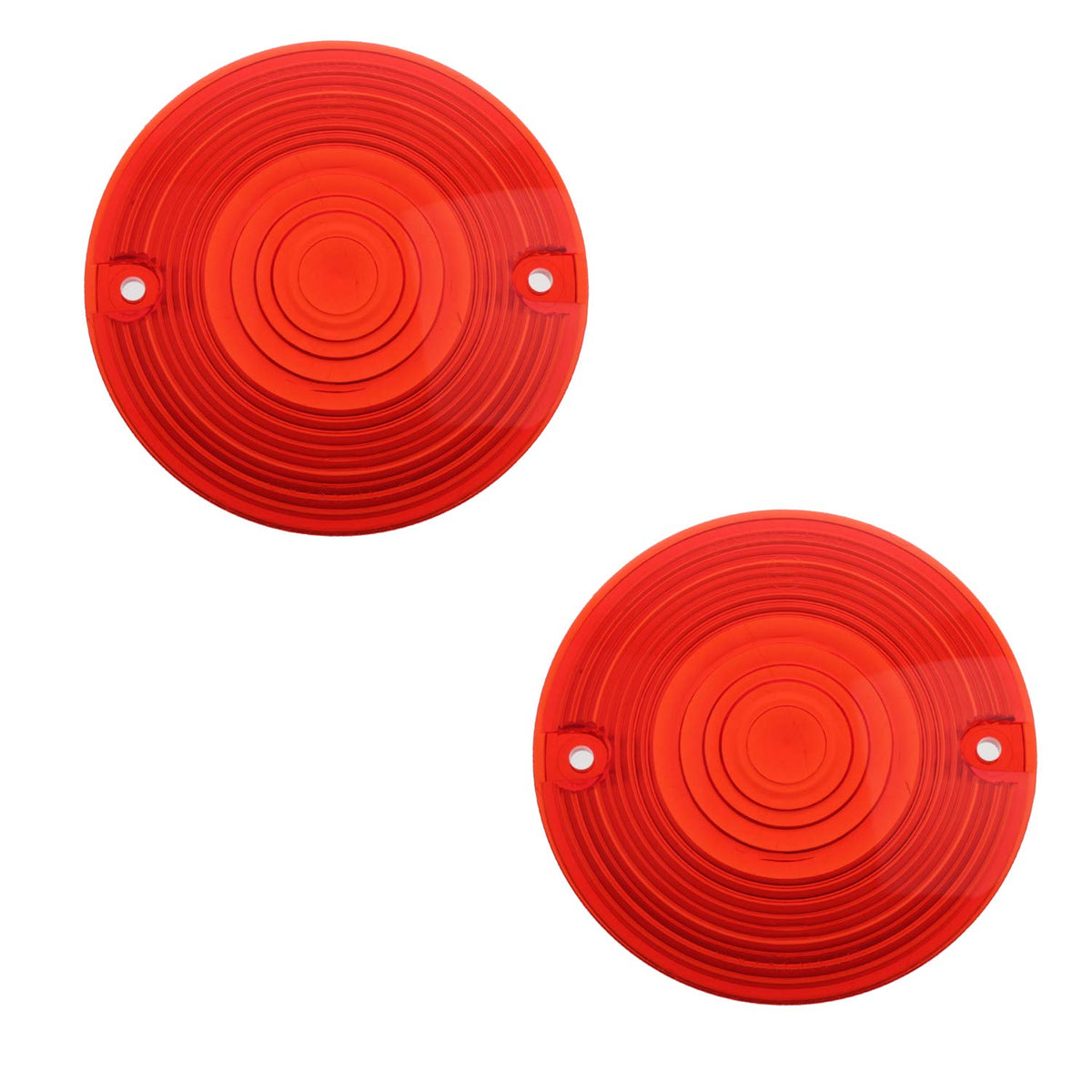 Nthreeauto 3 1/4 Inch Turn Signal Lens Covers Flat Lenses Front Compatible With Harley Touring Electra Glide Road King Softail, Red