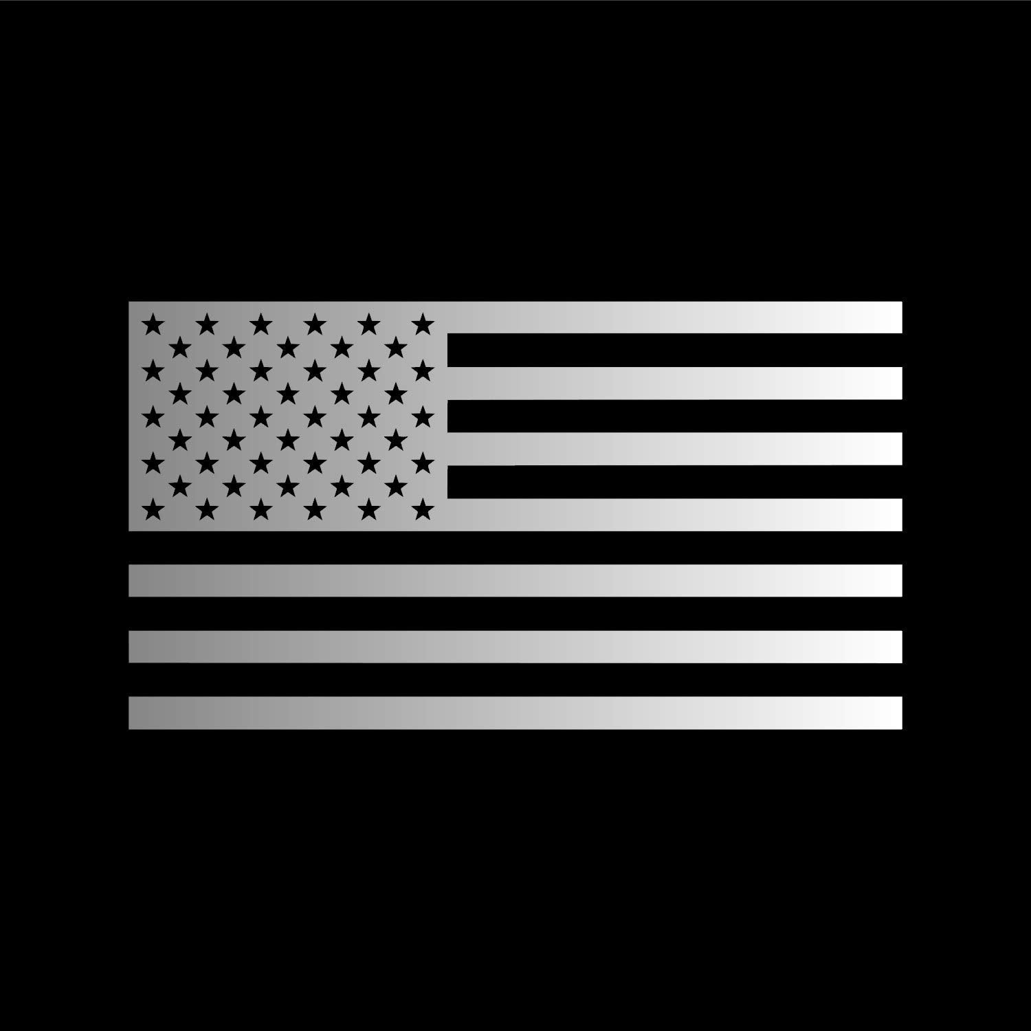 American Us Flag [Pick Color/Size] Vinyl Decal Sticker For Laptop/Car/Truck/Window/Bumper (3.5In X 2In, Gloss Metallic Silver)