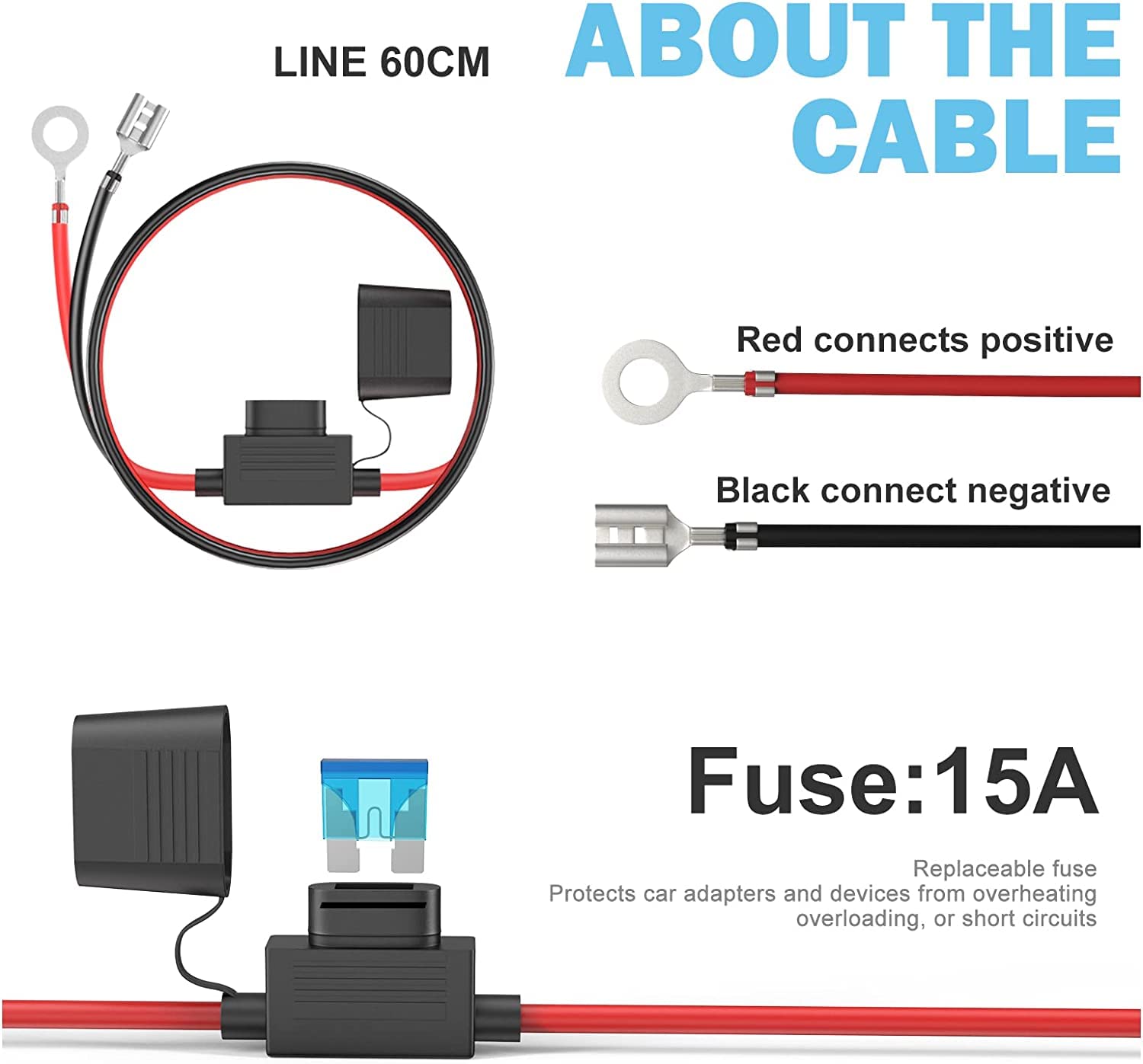 Cigarette Lighter Socket, Waterproof & Dustproof Cigarette Lighter socket plug Outlet for 12V car truck motorbike boat, with 15A