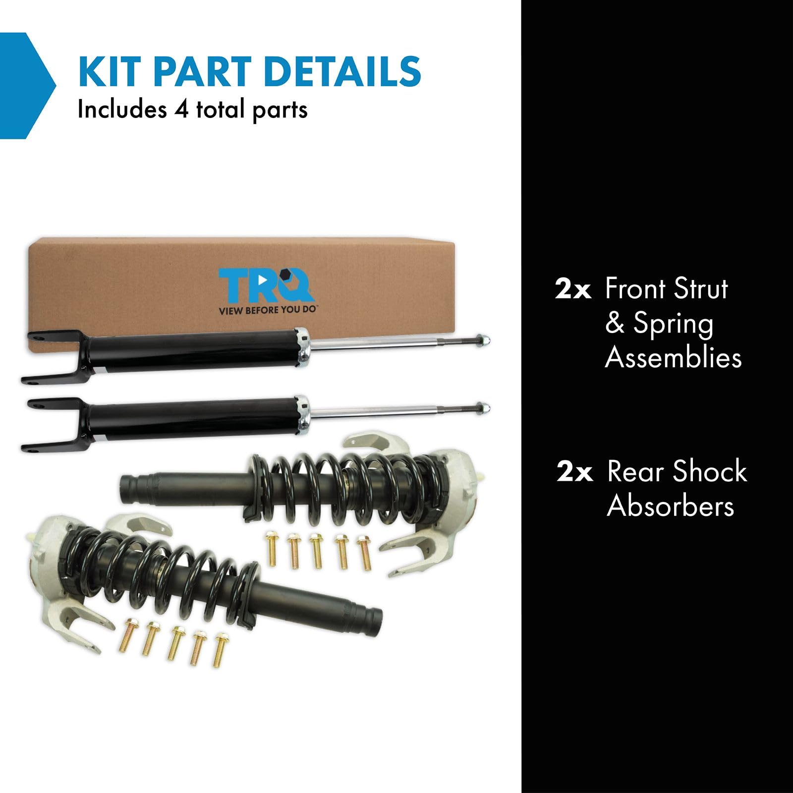 Trq Front And Rear Complete Strut Assembly & Shock Absorber Kit Complete Strut & Coil Spring Assembly Compatible With 2008-2013