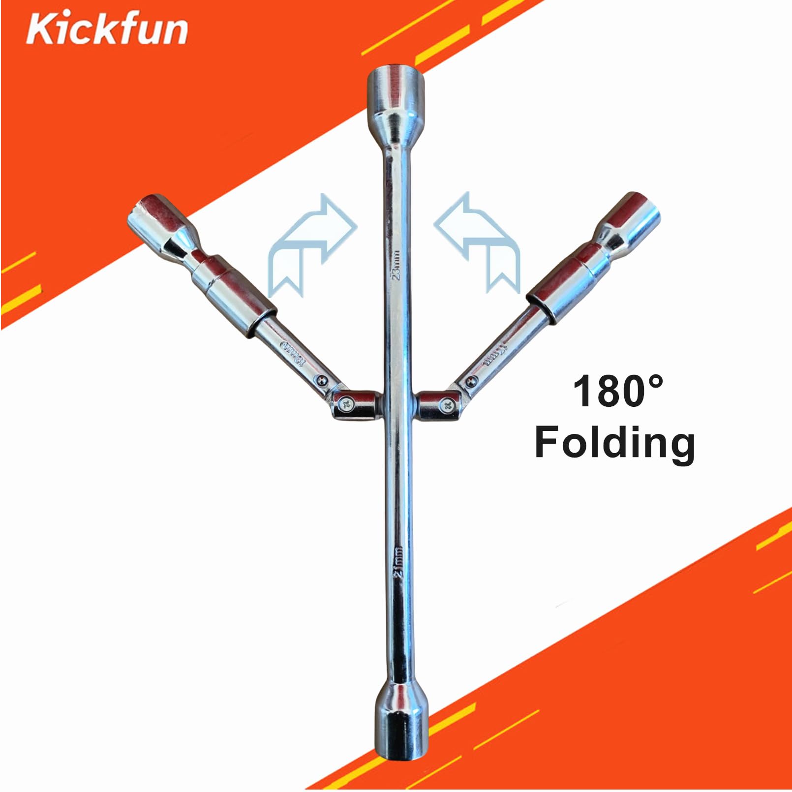 Kickfun 14-Inch Universal Foldable Lug Wrench Wheel Wrench (17Mm, 19Mm, 21Mm & 23Mm) Wheel Brace For Car Wheel Nut Wrench Labor