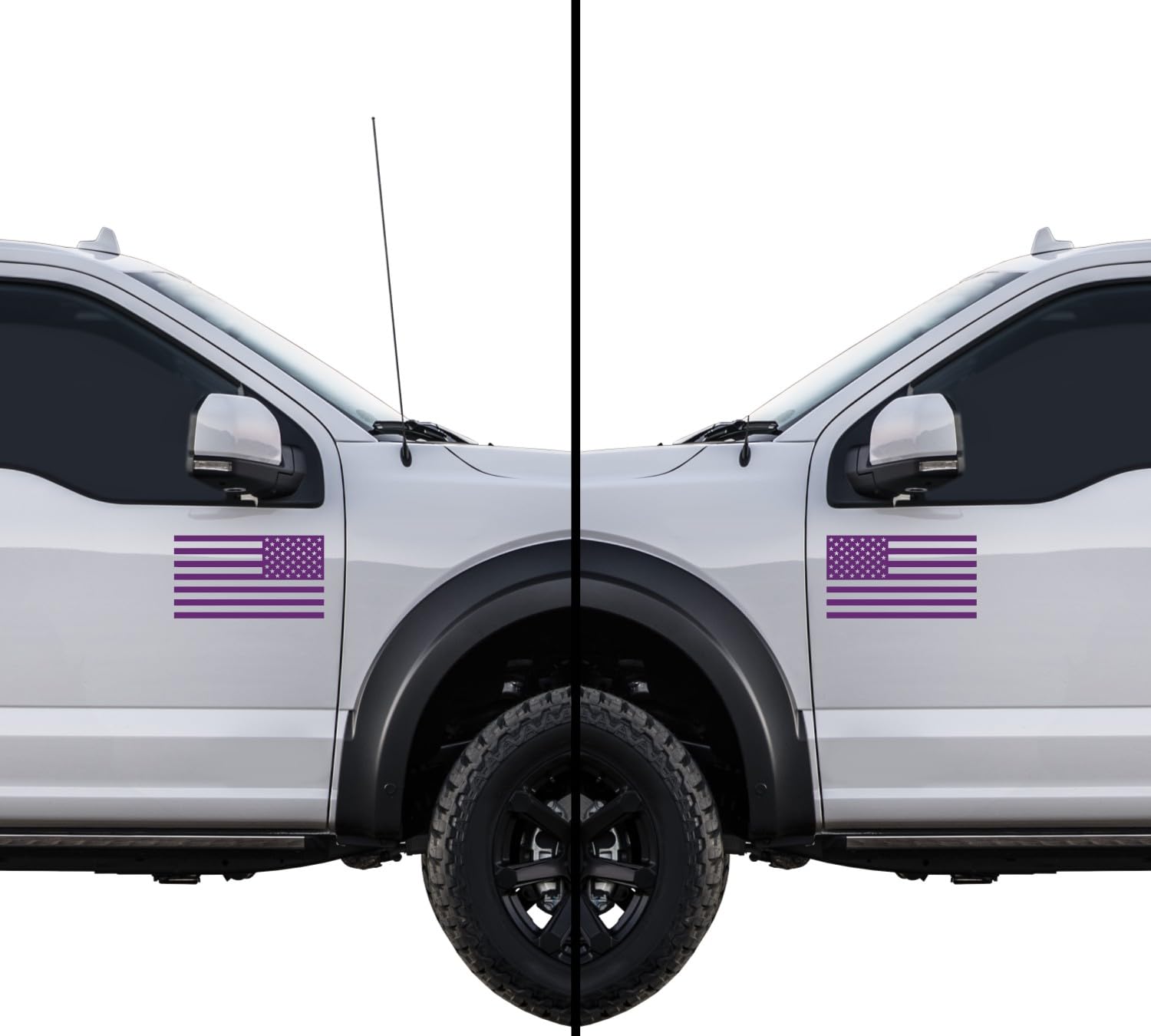 American Us Flag [Pick Color/Size] Vinyl Decal Sticker For Laptop/Car/Truck/Window/Bumper (7.5In Subdued Pair, Matte Purple)