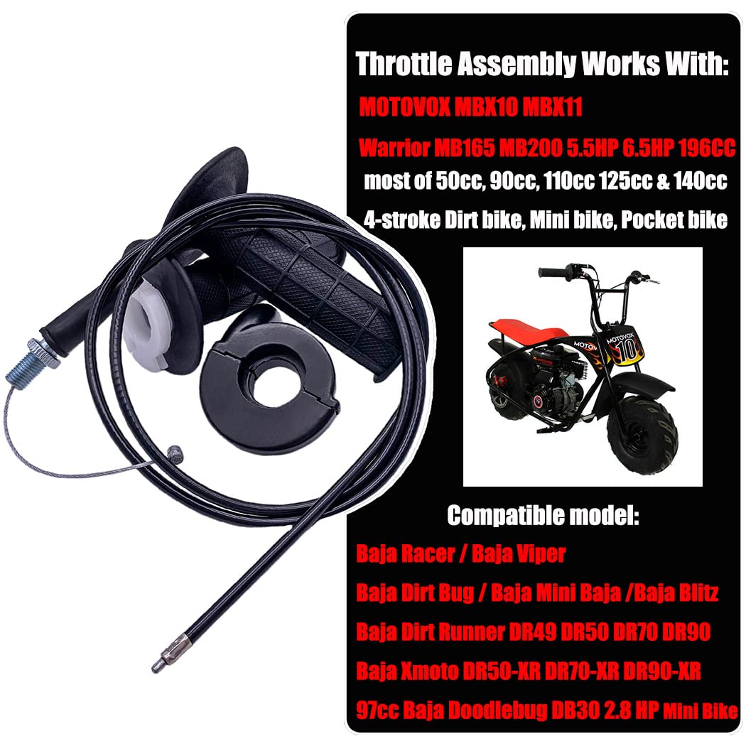 Auto-Moto Twist Throttle Cable Housing Grips Set For Mini Bike Pit Bike Dirt Bike Motovox Mbx10 Mbx11 And Warrior Mb165 Mb200 5.5Hp 6.5Hp196Cc