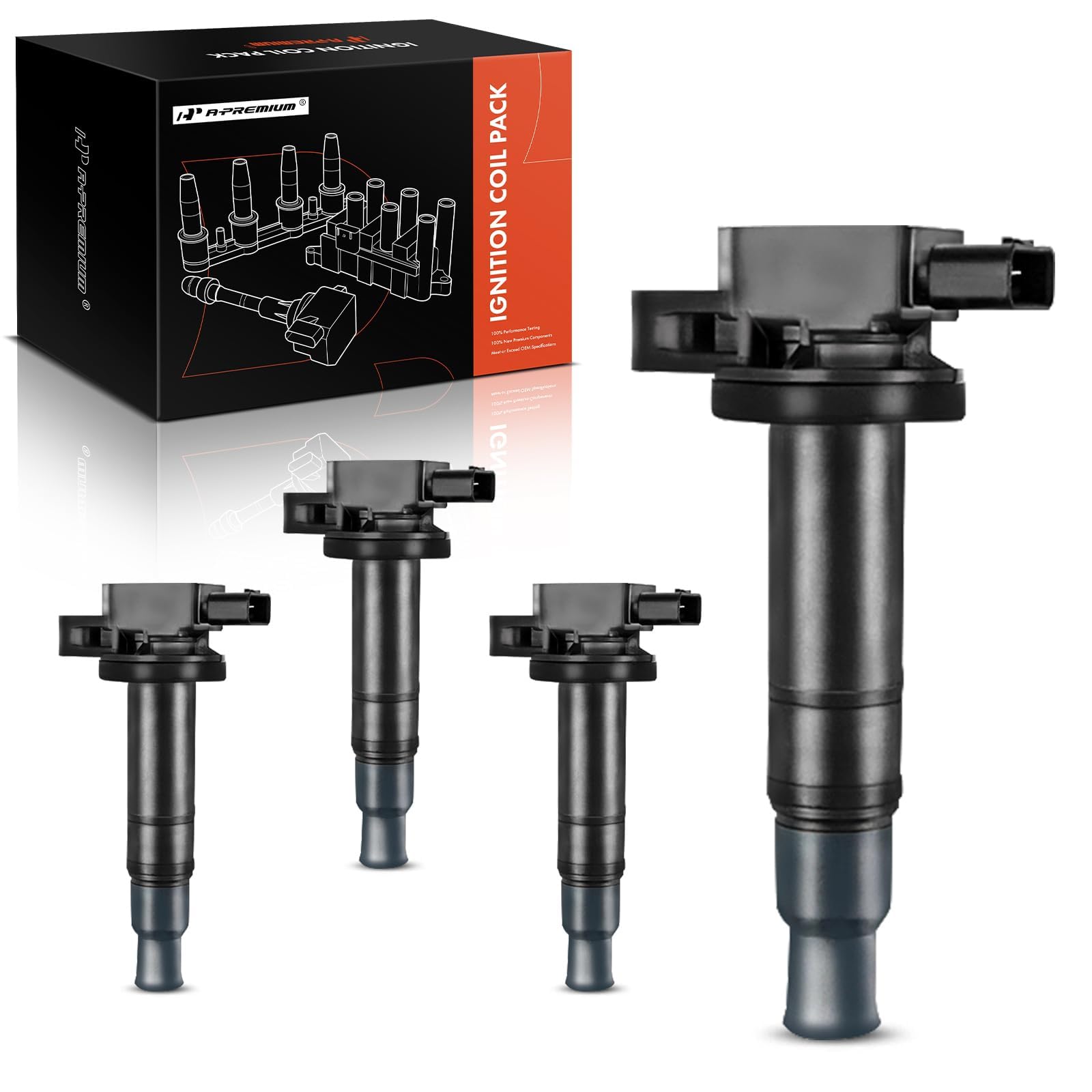 A-Premium 4Pcs Ignition Coil Packs Compatible With Toyota & Scion Vehicles - 1.3L 1.5L Dohc - Echo 2000-2005, Prius 2001-2009, P