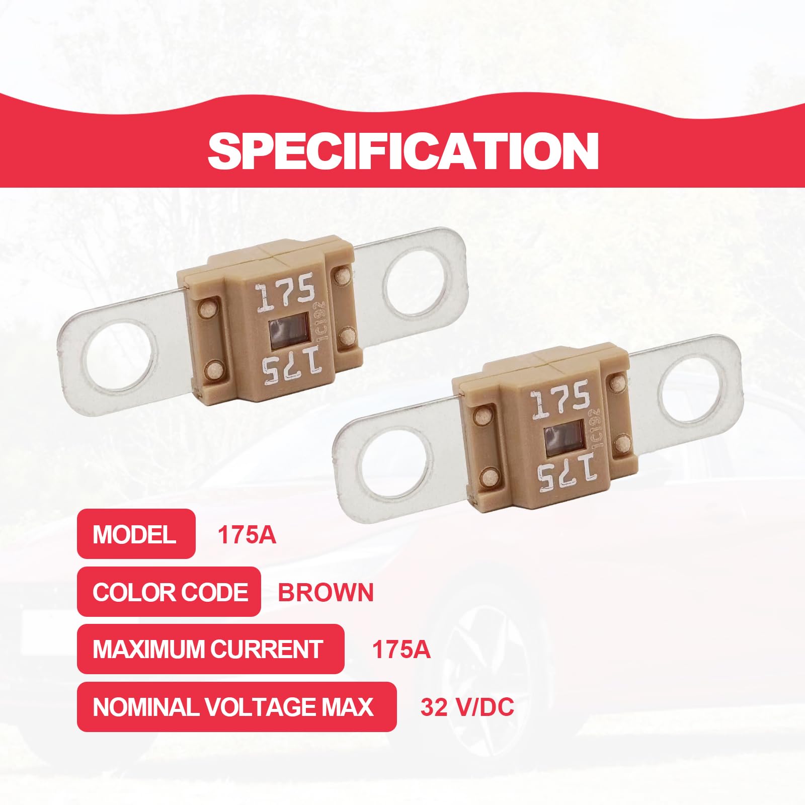 Pack of 3 AMI/Midi Fuse 175 Amp High Current Fuse Bolt-on Fuse, commonly Used in Cars, Trucks, Construction Vehicles, Agricultur