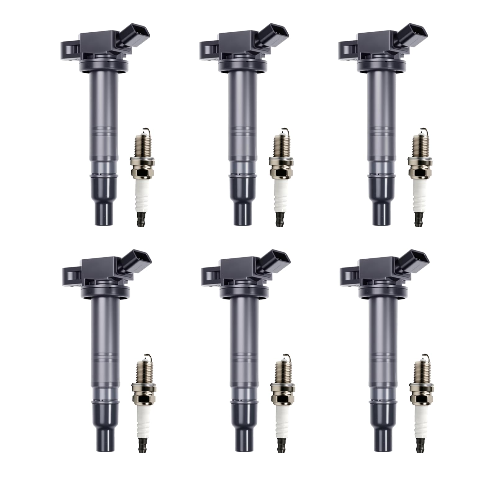 Set of 6 UF495 Ignition Coils and Spark Plugs Set Compatible with Toyota 2005-2015 Tacoma, 2005-2011 Tundra, 2003-2010 4Runner, 
