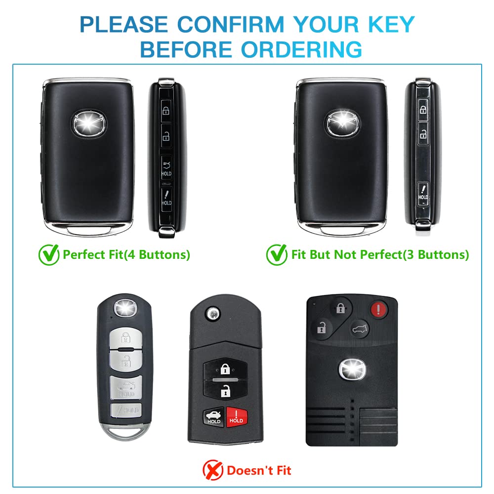 1797 Key Fob Cover For Mazda 3 6 Cx5 Cx9 Cx30 Mx5 Accessories Bling Car Remote Key Chain Case Shell Protector Girly Cute 4 Button White Silver Tpu