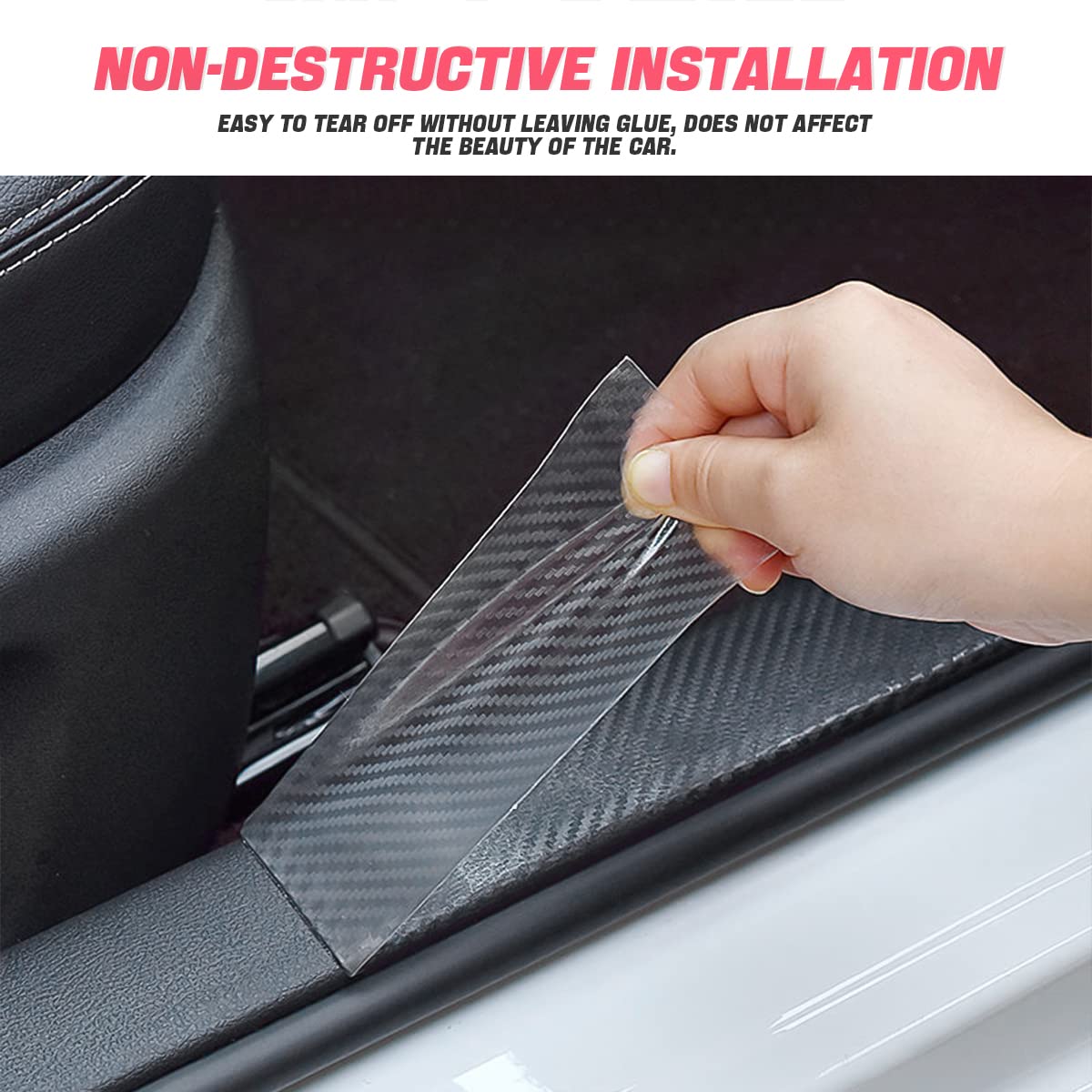 Car Door Edge Guards, Clear Invisible Carbon Fiber Auto Door Sill Protector, Anti-Collision Transparent Adhesive Strip Film, Diy