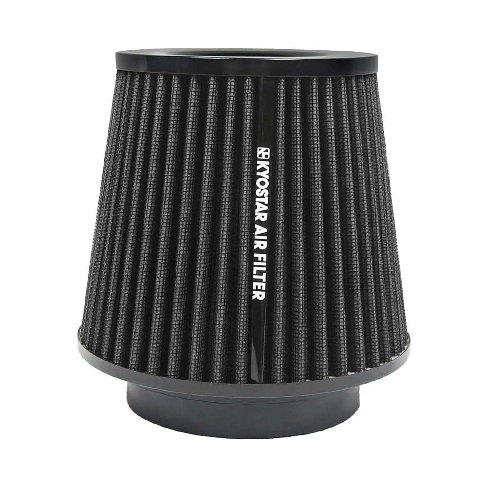 Kyostar 3/3.5/4Inch Inlet Cold Air Intake Cone Replacement Performance Washable High Flow Dry Air Filter, Black