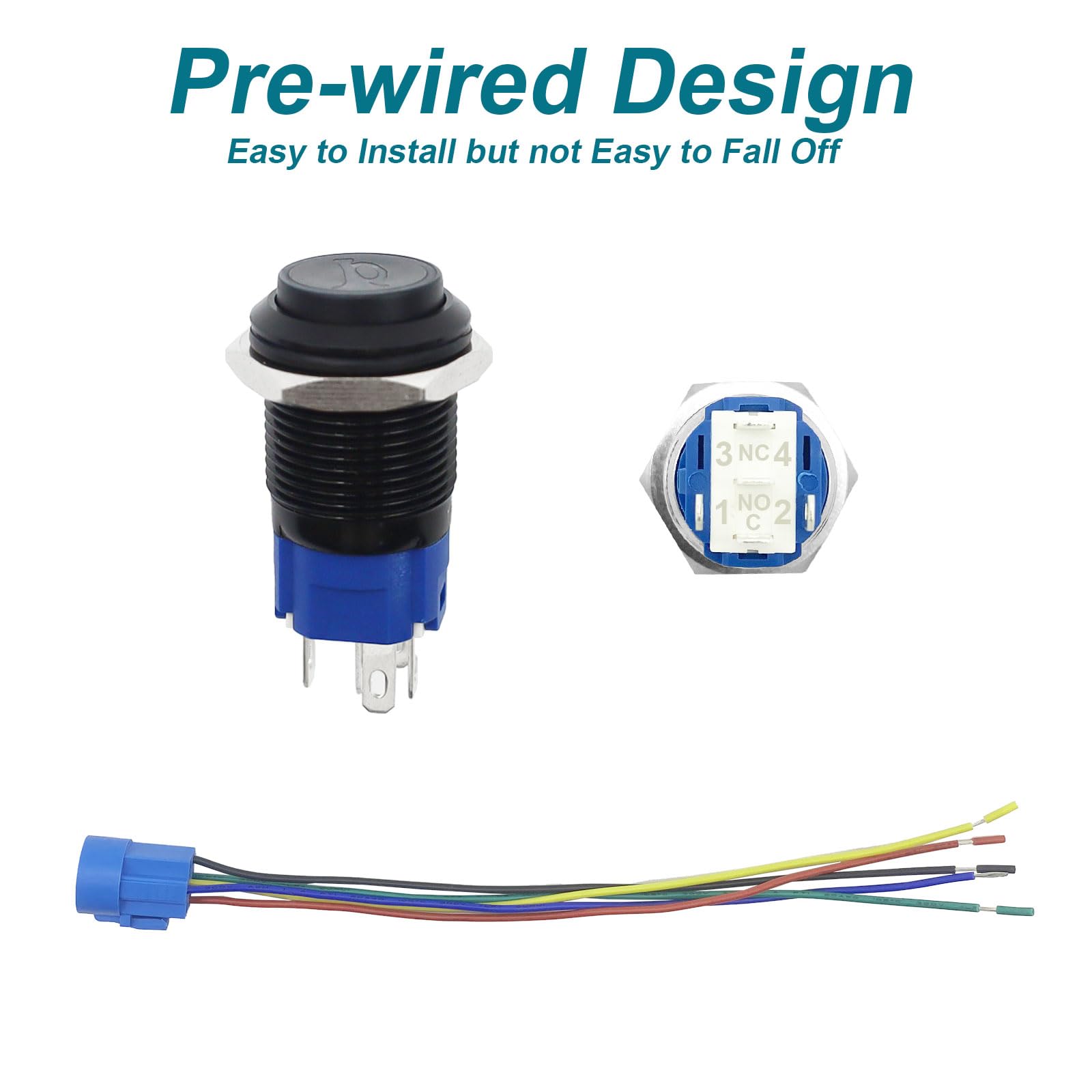 Gephynm Horn Button, Momentary Push Button Switch, Horn Switch For Car Modification, Push Button Switch A Tail Plug Harness