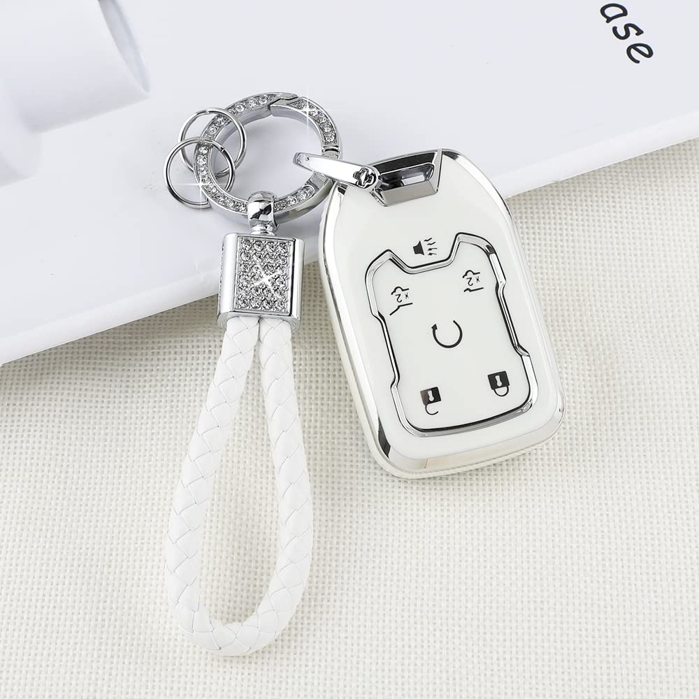 Pifoog Key Cover For Chevy Tpu Soft Car Keys Shell Protector With Glittering Car Keychain Accessories For Chevrolet Suburban Tah