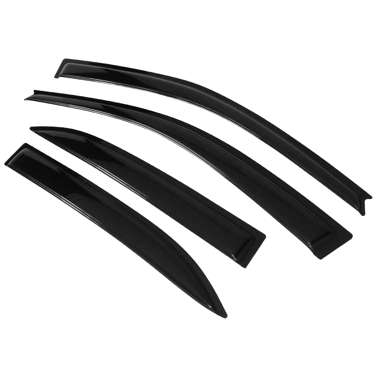 Window Visors Compatible with 2003-2008 Toyota Corolla, Dark Smoke Car Rain Sun Window Shade Guard Wind Deflector Smoke by IKON