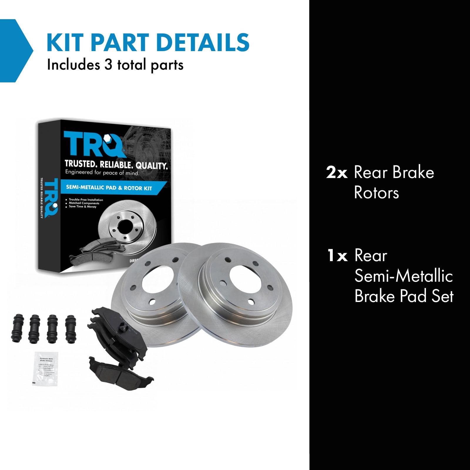Trq Rear Brake Pad & Rotor Kit Brake Pads Brake Rotor Semi-Metallic Compatible With 1999-2004 Chrysler 300M 1995-2004 Concorde 1