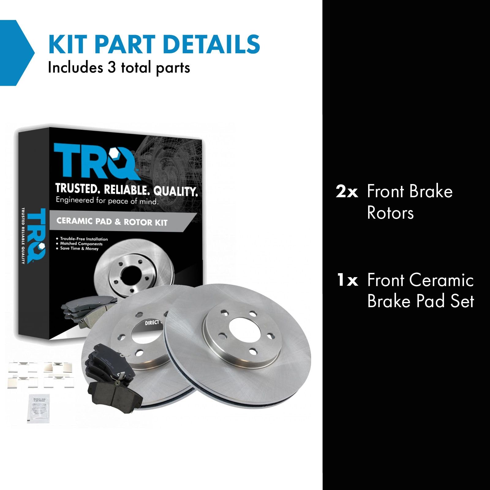 Trq Front Brake Pad & Rotor Kit Ceramic Compatible With 2001-2010 Chrysler Pt Cruiser