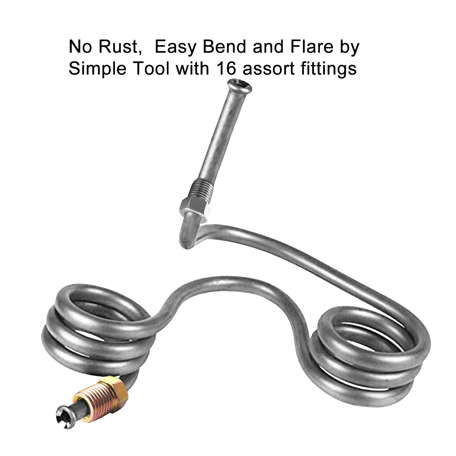 Muhize 3/16 And 1/4 Brake Line Coil - Heavy Duty Zinc-Coated 25 Ft 3/16'' And 1/4'' Steel Tube Roll Sae Standard For Hydraulic F