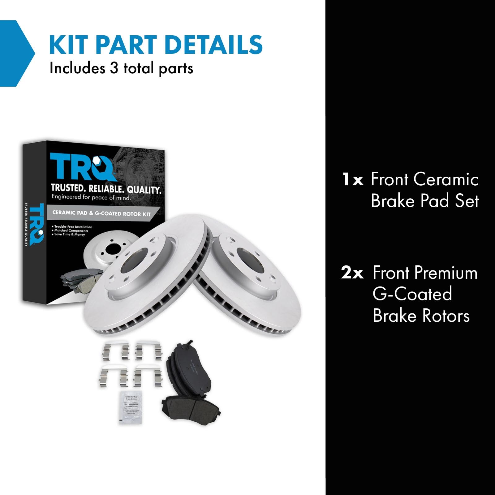 Trq Brake Pad & Rotor Kit Premium G-Coated Ceramic Front Compatible With 2010-2015 Hyundai Tucson 2011-2016 Kia Sportage