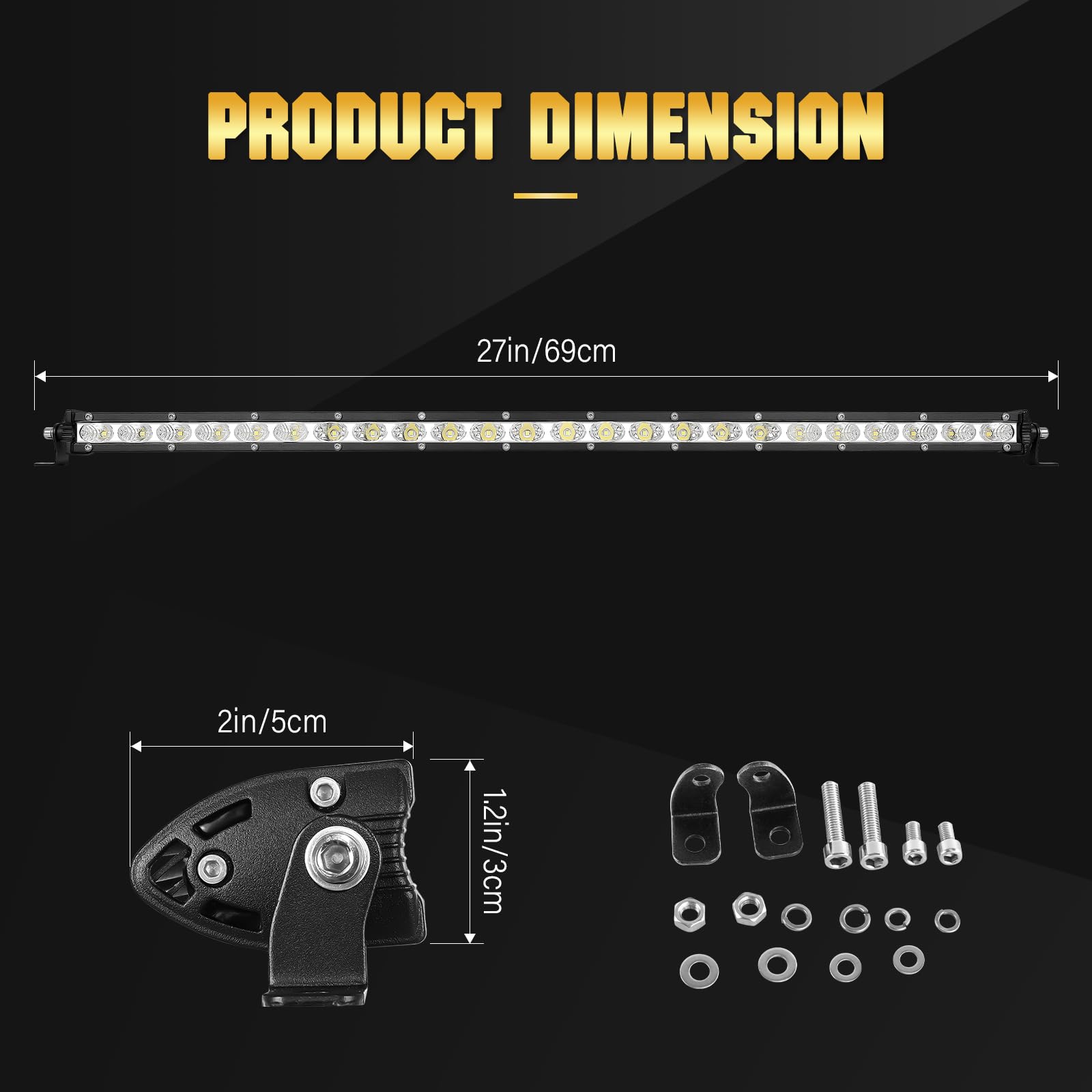 Skyworld 25 Inch 120W Single Row Led Light Bar Low Profile Ultra Thin Slim Mini Spot Flood Combo Beam Off Road Driving Lights Le