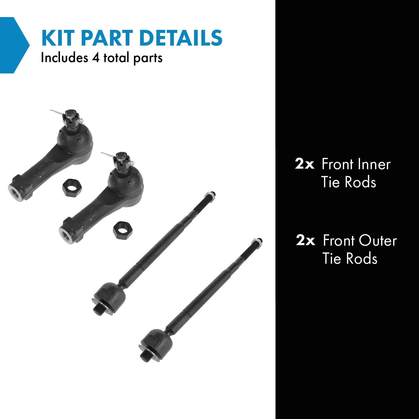 Trq Front Tie Rod Set Compatible With 2002-2004 Honda Odyssey