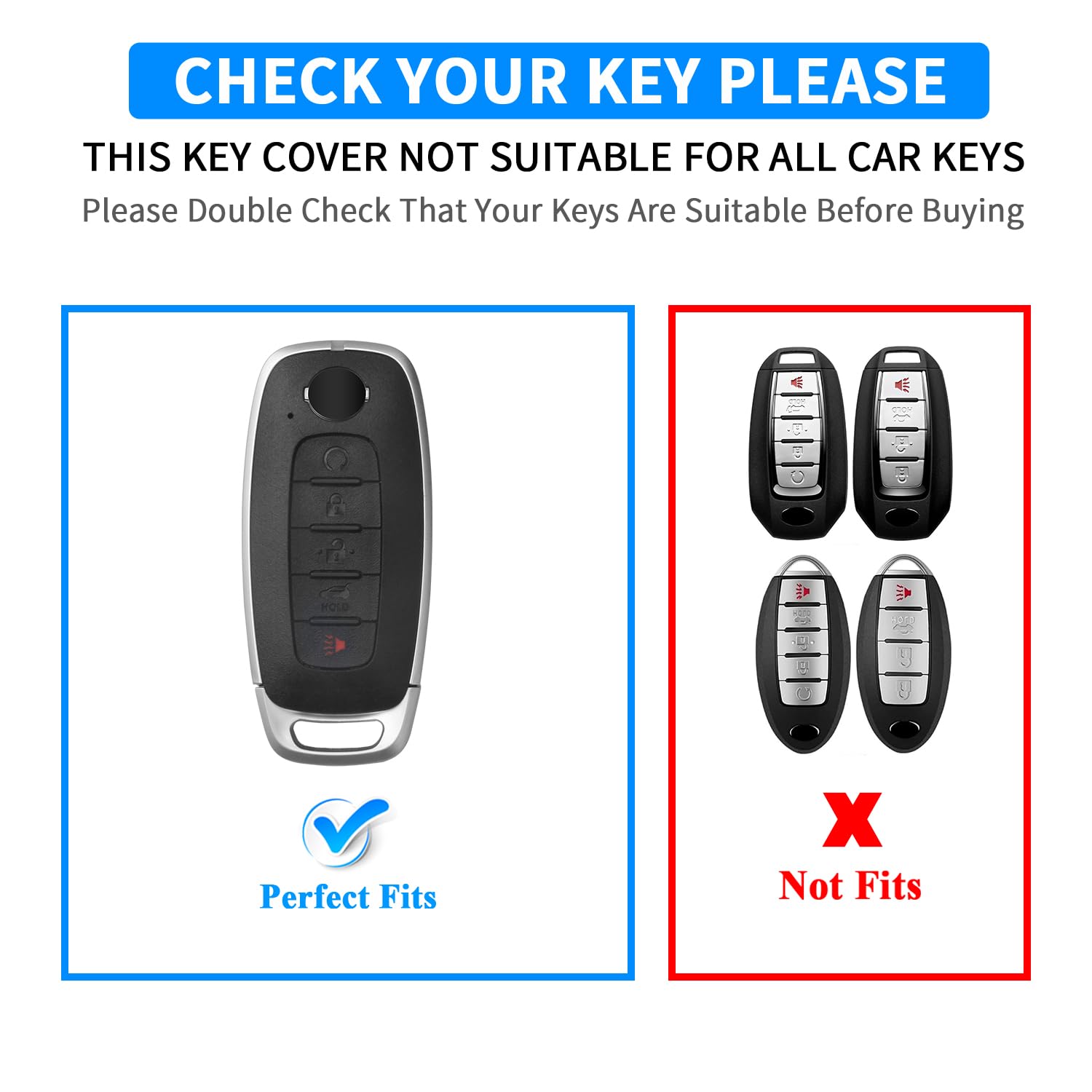 QBUC Key Fob Cover for Nissan,Car Key Fob Protector 5 Buttons Key Case Protection Compatible with 2023 2024 Pathfinder Rogue Met