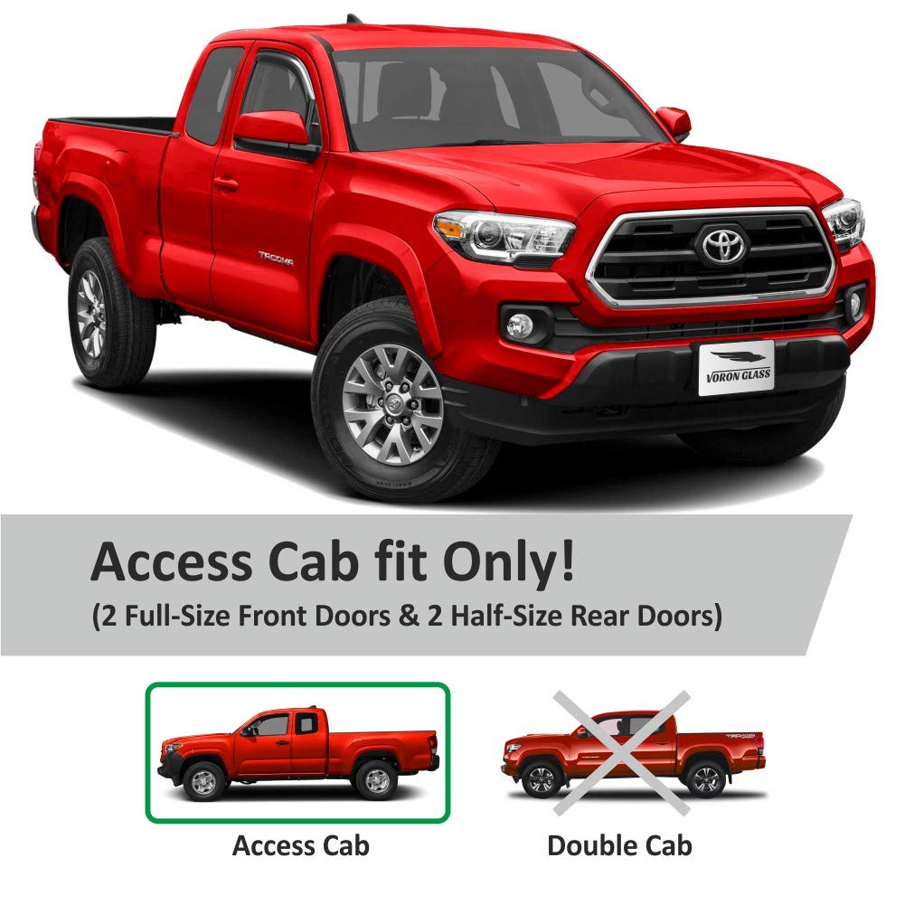 Voron Glass In-Channel Extra Durable Rain Guards For Trucks Toyota Tacoma 2016-2023 Access Cab, Window Deflectors, Vent Window V